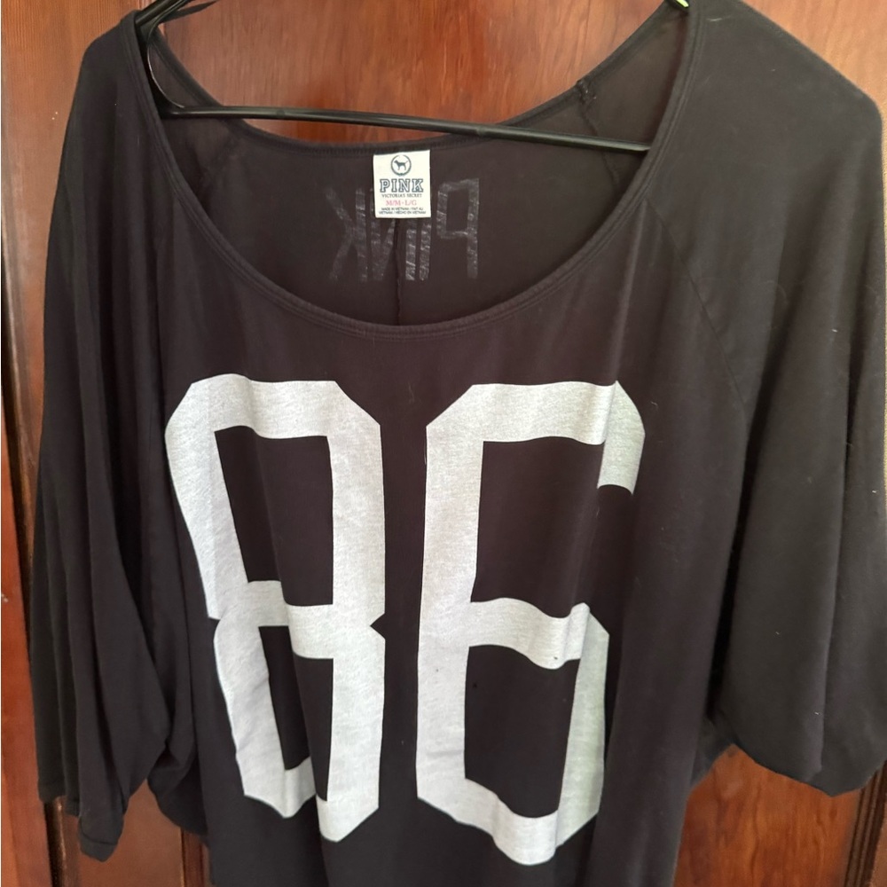 PINK Victoria's Secret Gray Oversized 3/4 Sleeve T-Shirt